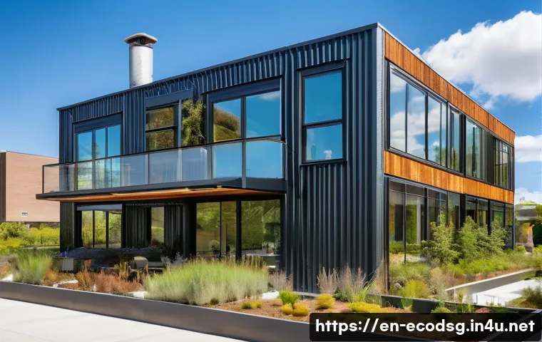에코디자인 전문가의 커리어 패스 - A modern eco-friendly architectural design showcasing a green urban building with solar panels on th...