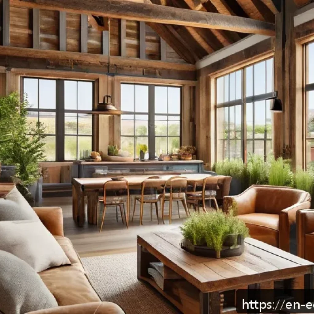 에코디자인 실무 경험담 - A cozy community interior space featuring reclaimed wood elements sourced from an old barn, showcasi...